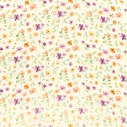Musselin BIO~Organic Digital HerbstBlumen - creme