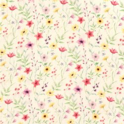 Musselin BIO~Organic Digital Sommer Blumen - creme