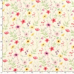 Musselin BIO~Organic Digital Sommer Blumen - creme