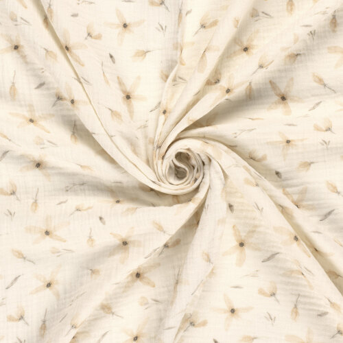 Musselin BIO~Organic Digital Blumenwind - creme