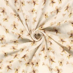 Musselin BIO~Organic Digital schöne Blumen - creme