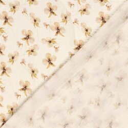 Musselin BIO~Organic Digital schöne Blumen - creme