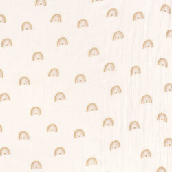 Musselin Digital Regenbogen mit Herz - creme