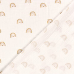Musselin Digital Regenbogen mit Herz - creme