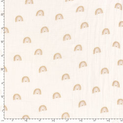 Musselin Digital Regenbogen mit Herz - creme