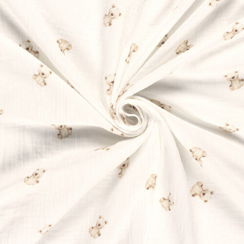 Musselin Digital Teddybären - creme