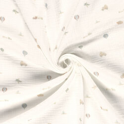 Musselin Digital kleine Fahrzeuge- creme