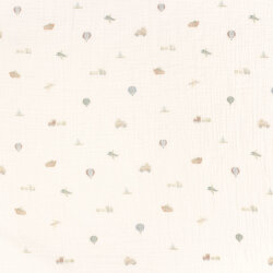 Musselin Digital kleine Fahrzeuge- creme