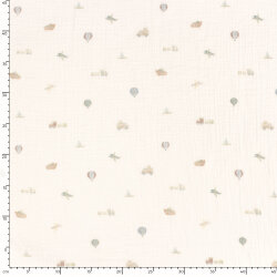 Musselin Digital kleine Fahrzeuge- creme