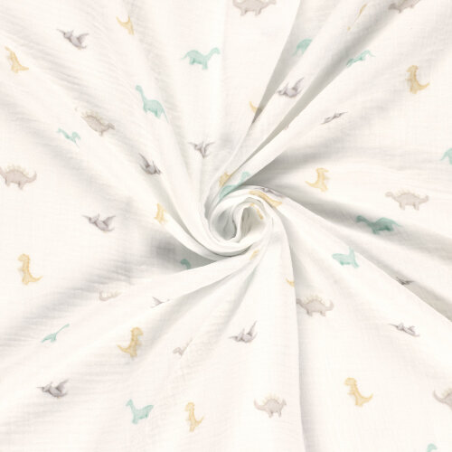 Musselin Digital kleine Dinos - creme