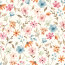 Musselin Digital bunte Aquarellblume - creme