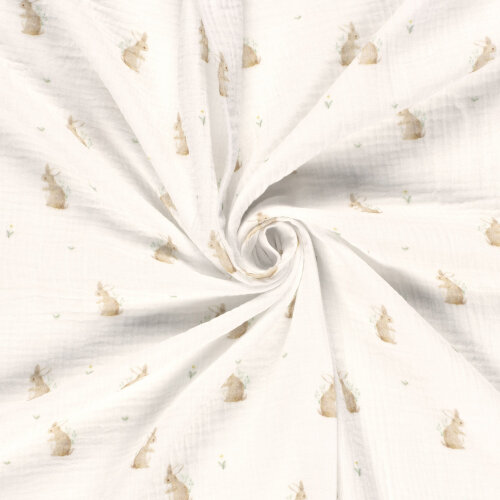 Musselin Digital süsse Hasen - creme