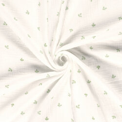 Musselin Digital kleine Blätter - creme