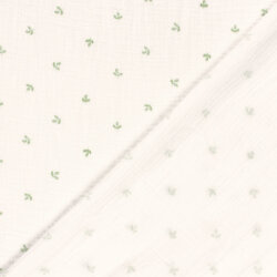 Musselin Digital kleine Blätter - creme