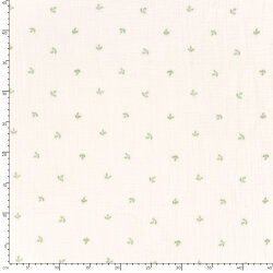 Musselin Digital kleine Blätter - creme