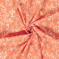 Baumwollpopeline Stretch Blumen - orange