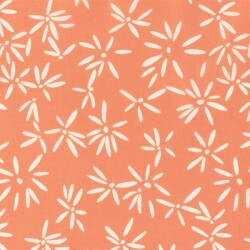 Baumwollpopeline Stretch Blumen - orange
