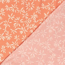 Baumwollpopeline Stretch Blumen - orange