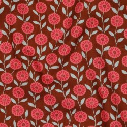 Feine Baumwollpopeline Blumen & CHECKS - CARAMEL