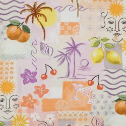 Canvas Digital TROPICAL PATCHWORK - PEACH