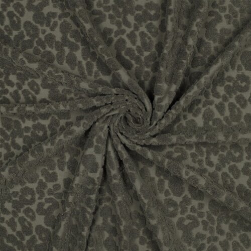 Stretchfrottee Leomuster - dunkeloliv