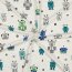 Baumwolljersey Neon Roboter - creme meliert