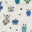 Baumwolljersey Neon Roboter - creme meliert