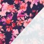 Baumwolljersey Digital pinke Blumen - dunkelblau