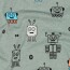 Baumwolljersey Neon Roboter - pfefferminz meliert