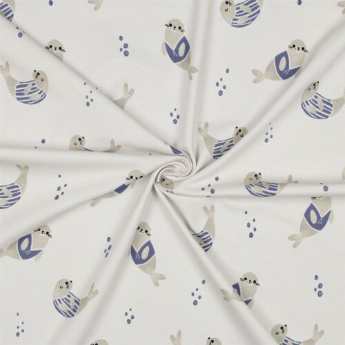 Baumwolljersey Digital Bio~Organic SEALS - creme