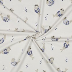 Baumwolljersey Digital Bio~Organic SEALS - creme