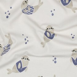 Baumwolljersey Digital Bio~Organic SEALS - creme