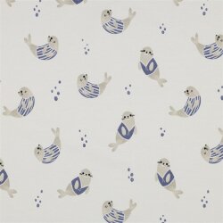Baumwolljersey Digital Bio~Organic SEALS - creme