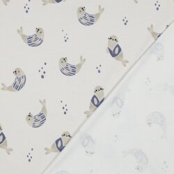 Baumwolljersey Digital Bio~Organic SEALS - creme