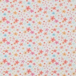 Baumwolljersey Bio~Organic Digital Blumen - weiß