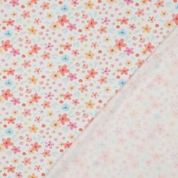 Baumwolljersey Bio~Organic Digital Blumen - weiß