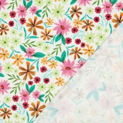Baumwolljersey Digital Blumen - weiß
