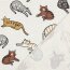 Baumwolljersey Katzen - creme meliert