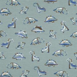 Baumwolljersey Bio~Organic kleine Dinos - salbei