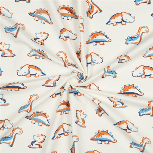 Baumwolljersey Bio~Organic kleine Dinos - creme