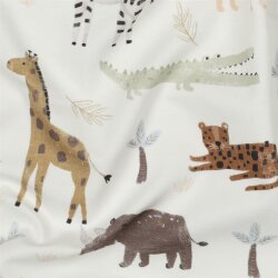 Baumwolljersey Digital Safaritiere - wollweiß