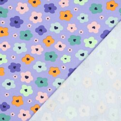 French Terry bunte Blüten - helllila