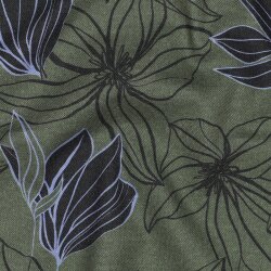 Canvas gezeichnete Blumen - gurkengrün