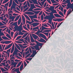 Viskose Jersey Blumen - dunkelblau