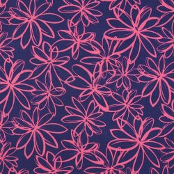 Viskose Jersey Blumen - dunkelblau
