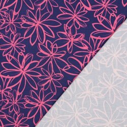 Viskose Jersey Blumen - dunkelblau