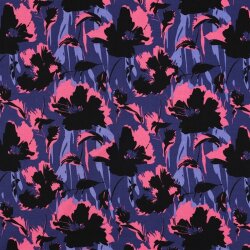 Viskose Jersey Blumen - dunkelblau