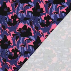 Viskose Jersey Blumen - dunkelblau