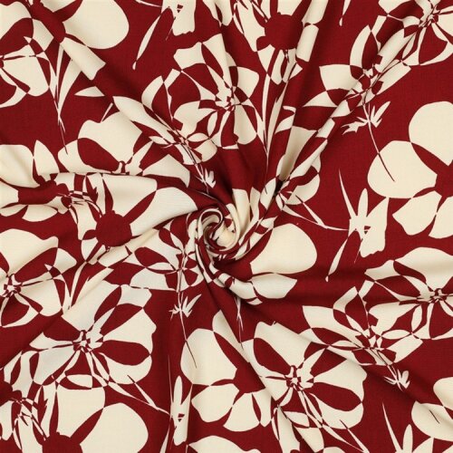 Viskosestoff Blumen - dunkelrot