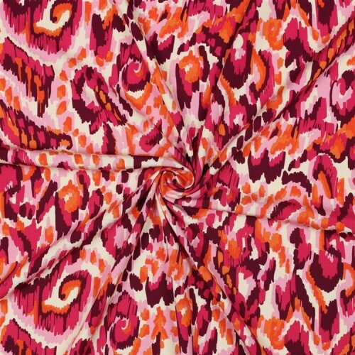 Viskose STRETCH IKAT - FUCHSIA